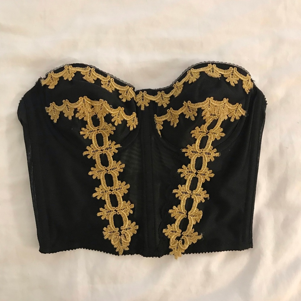 Beautiful vintage black corset with gold detailing